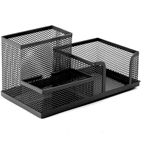 3 fack Metall Skrivbord Organizer Pennhållare Organiserare Förvaring Låda Svart