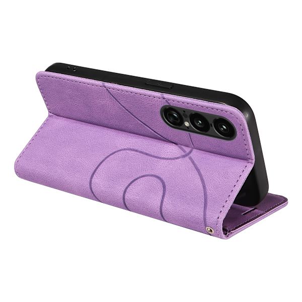 Til Sony Xperia 1 VII KT-serie-1 dobbeltfarve tegnebog Purple
