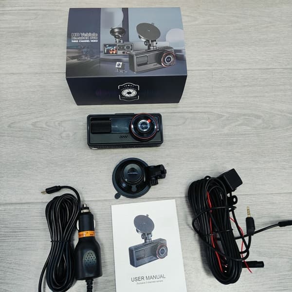 3-kanals dashcam med Wi-Fi, G-sensor, parkeringsovervågning og nattesyn Black