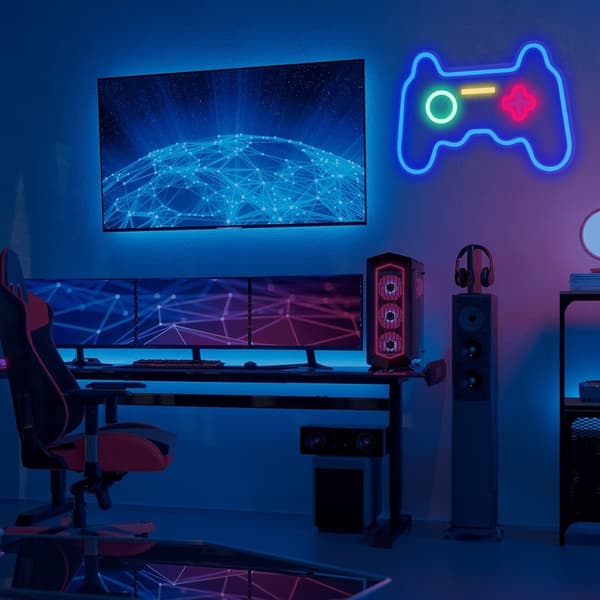 41x28cm Gamepad Design Gaming Neon Light Spillrom Veggdekorasjon LED-lampe White