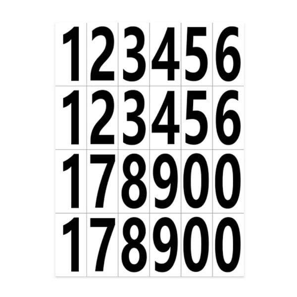 2 arkkia 5 x 2.5cm numeeriset tarratarrat Numerot Black