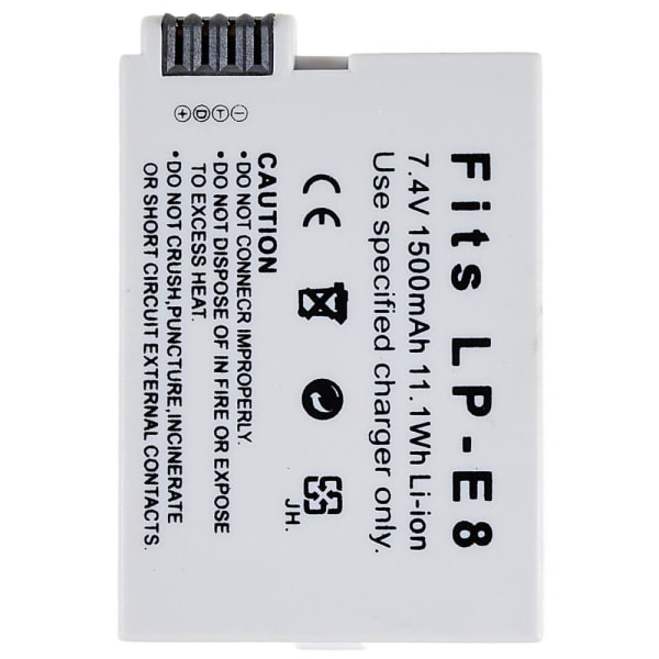 LP-E8 Batteri till Canon EOS 550D / 600D / 650D / 700D / 60D Etc Vit