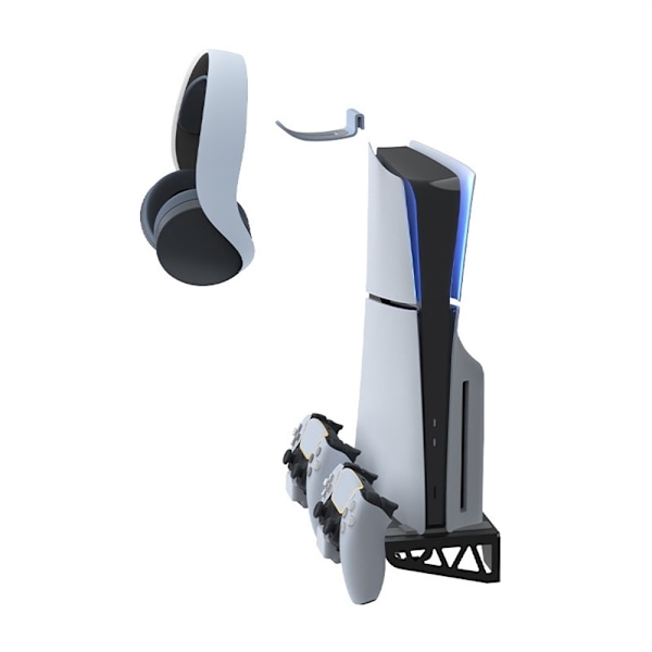 IPLAY För Sony PS5 Slim / Playstation 5 Väggfäste Lagringsställ Controller Laddstation Headsethållare Vit
