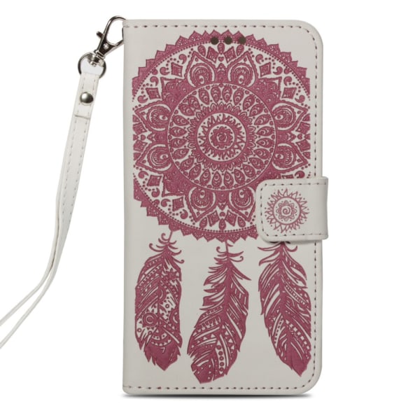 Imprint Dream Catcher Wallet Cover til iPhone XS Max - Hvid-Pink Pink