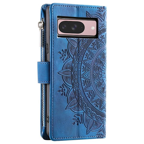 For Google Pixel 10 Pro / 10 / 9 Pro / 9  Lommebok Deksel Shell Mandala Blomstermønster Blue