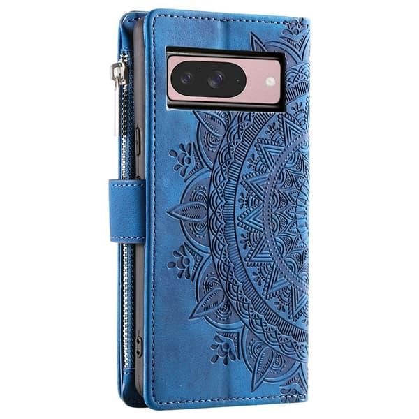 För Google Pixel 10 Pro / 10 / 9 Pro / 9 plånboksfodral Fodral Skal Mandala blommönster Blå