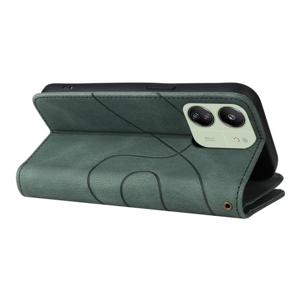 KT Wallet Case til Xiaomi Redmi 13C - Grøn - Rød Green