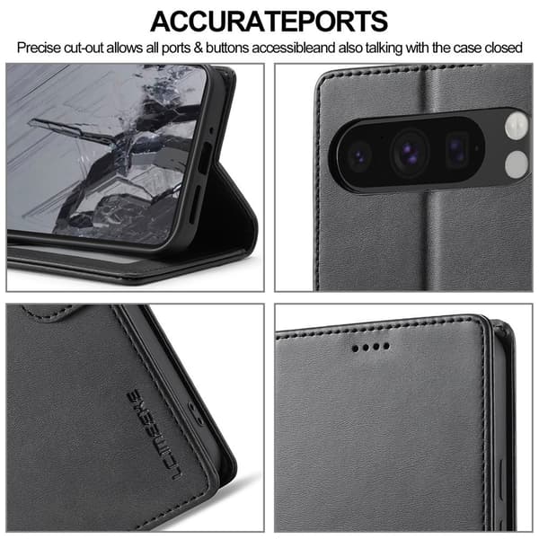 LC.IMEEKE Google Pixel 10 Pro / 10 / 9 Pro / 9 -kotelo, jalustapuhelinkotelo Black