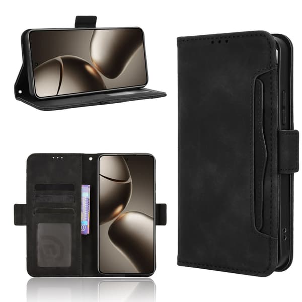 Etui til Xiaomi 15T Pro Pung med Flere Kortlommer - Sort Black