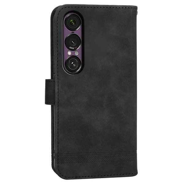 DIERFENG Til Sony Xperia 1 VII Pungcover med Stander og Håndledsrem Black