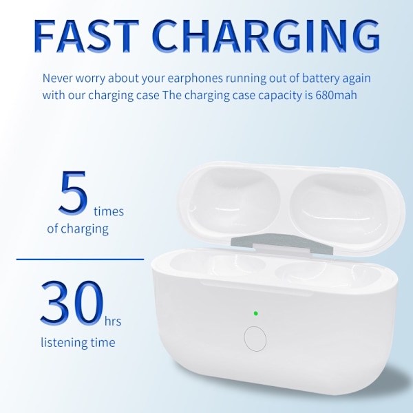 Til AirPods Pro 2 / Pro opladningsetui Indbygget 680mAh batteri trådløs opladning White