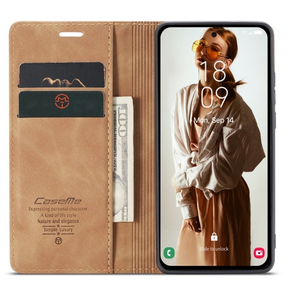 CASEME Retro Lompakkokotelo Samsung Galaxy A55 Brown