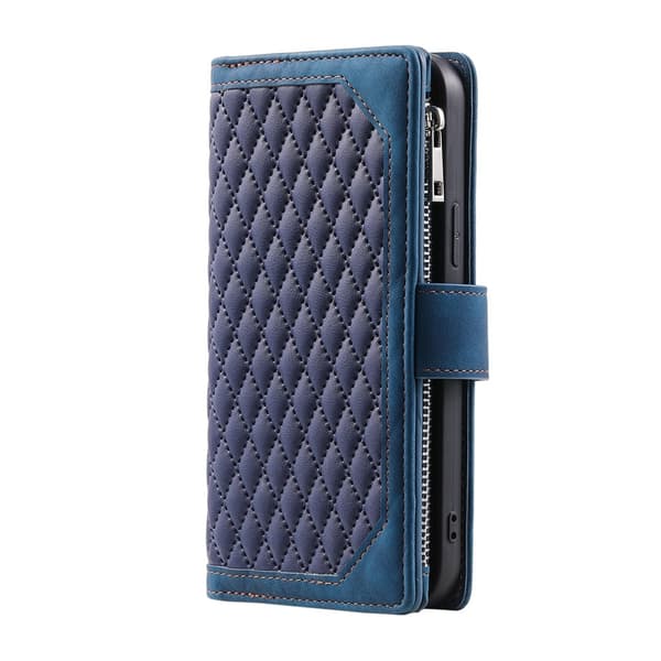 Rhombus-etui med syningslinjer til Samsung Galaxy A57 5G Blue