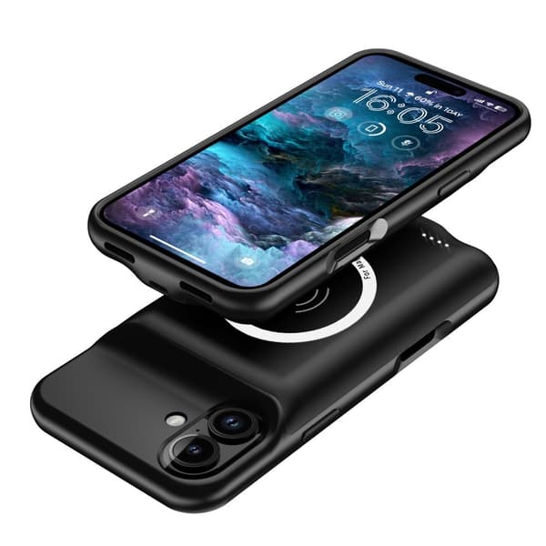 För iPhone 16 Plus Portable Charger Case 7000mAh PowerBank kompatibel med MagSafe Transparent