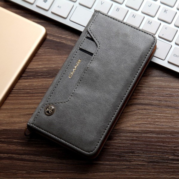 CMAI2 Litchi plånboksfodral till iPhone 7 / 8 / SE (2020) - Grå grå
