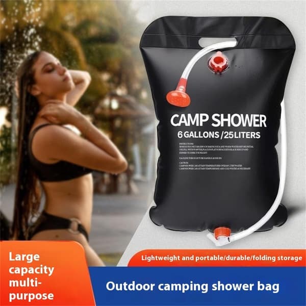 Utendørs Camping Reise Vannpose Dusj Bærbar Dusjpose Solvarme Dusj 25L Black