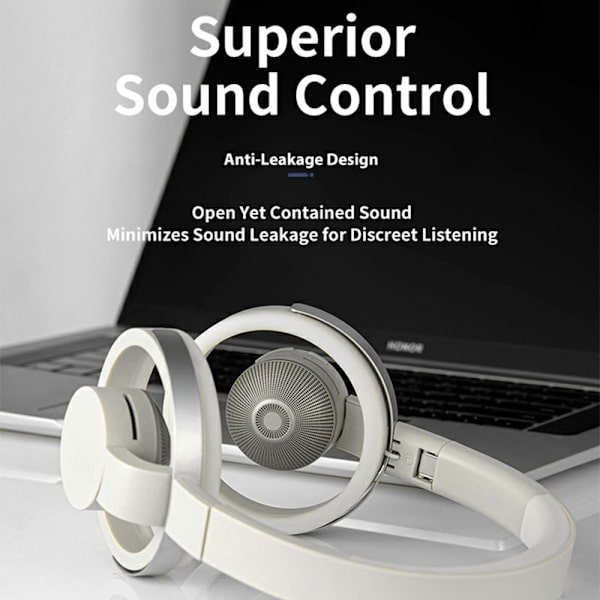 LC6200 Bluetooth Foldbare Hovedtelefoner med Åbne Øre ENC Støjreducerende Headset - Hvid White