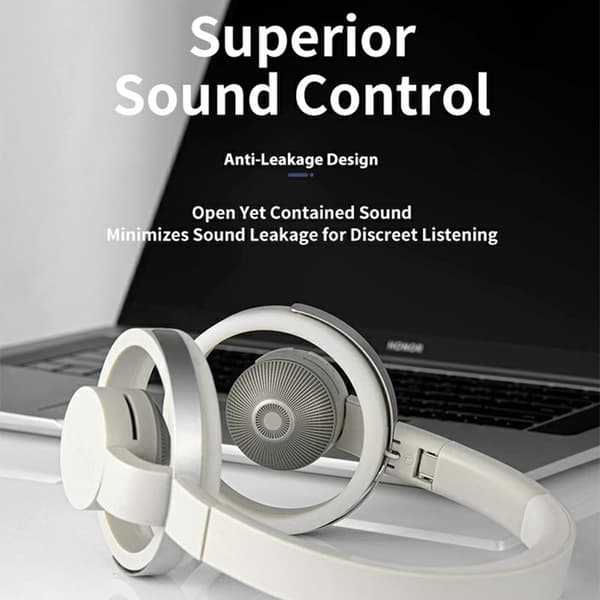 LC6200 Bluetooth Sammenleggbare Hodetelefoner med Åpne Øre ENC Støydempende Headset - Hvit White