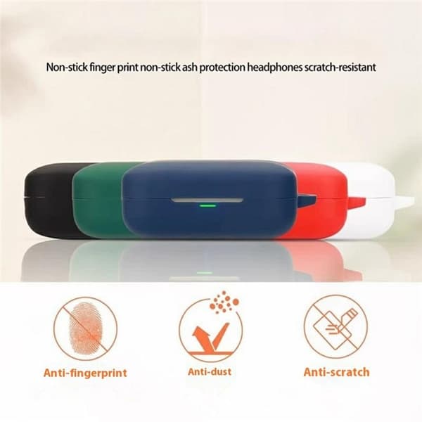 För Realme Buds Air 7 Silikonskal – Skyddsfodral med karbinhake + borste Grön