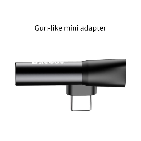 BASEUS USB typ C 3,5mm Aux Audio Laddning USB hona Port Splitter Svart