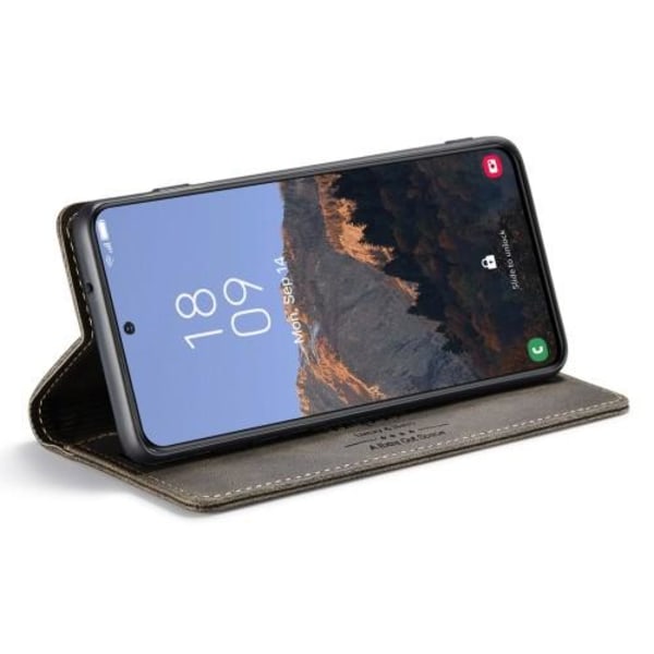 AUTSPACE A01 Retro tegnebog taske til Samsung Galaxy S23+ (Plus) - Kaffe Brown