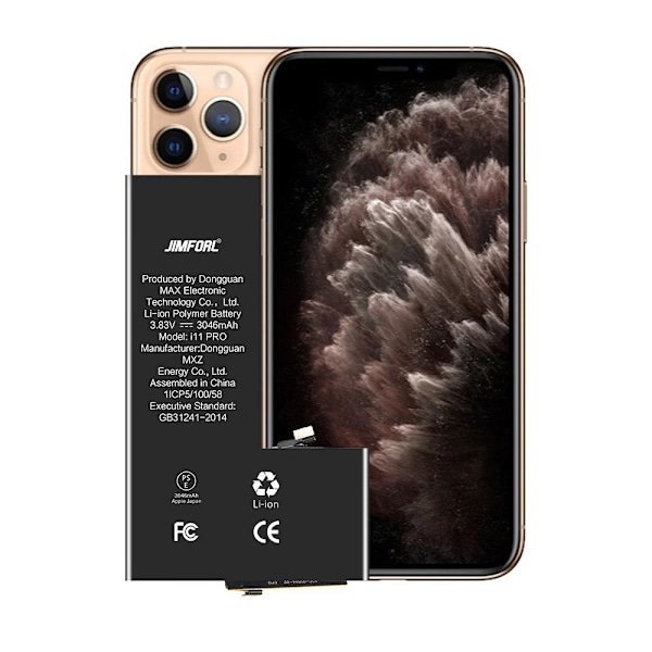 IPARTSEXPERT 3046mAh akku iPhone 11 Prolle suuri kapasiteetti Black