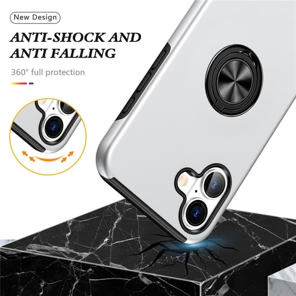 For iPhone 17 Hybrid-deksel med Fingerring Silver