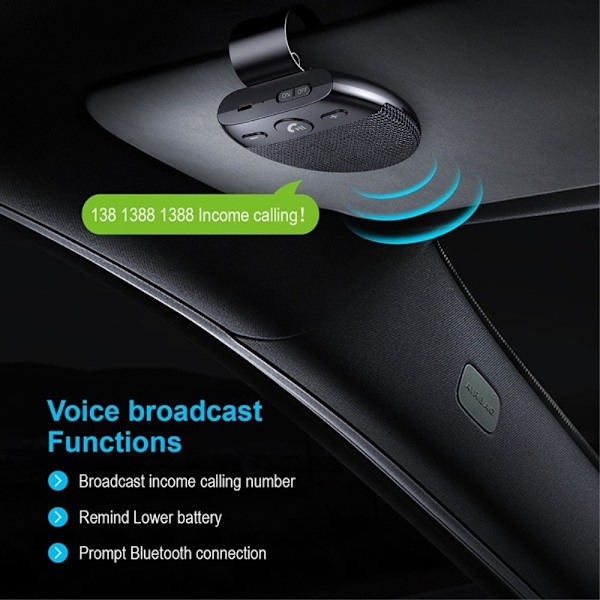 SP11 För Bil Bluetooth V5.0 Högtalare Handsfree Call Car Kit Musikspelare Svart