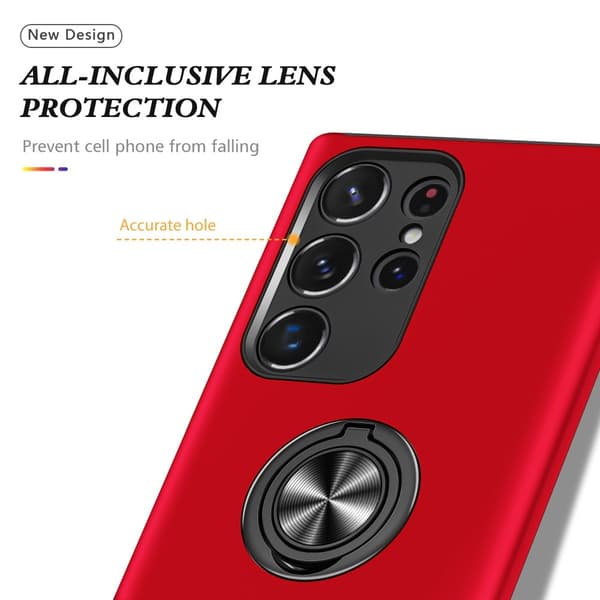 Samsung Galaxy S24 Ultra Finger Ring Stativ Hybrid Deksel Red