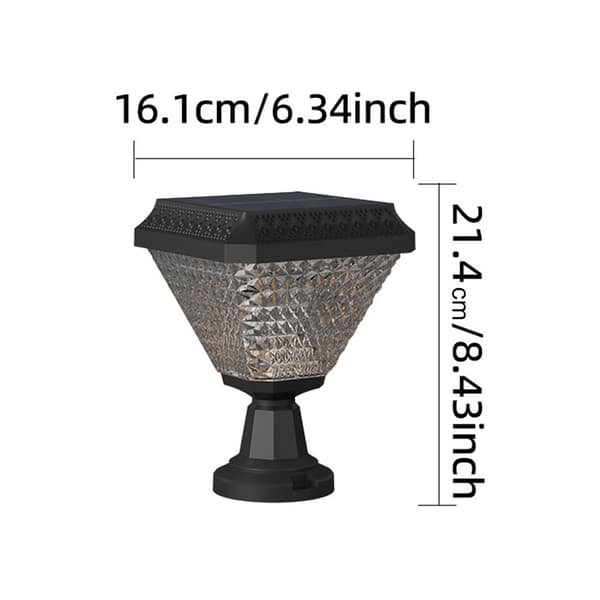 Solcelledrevet utendørslampe belysning hagegjerde søyle fjernkontroll Black