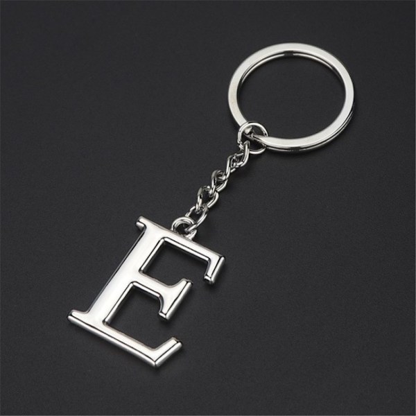 Stylish Keyring Letter Creative Zinc Alloy - Letter E Silver