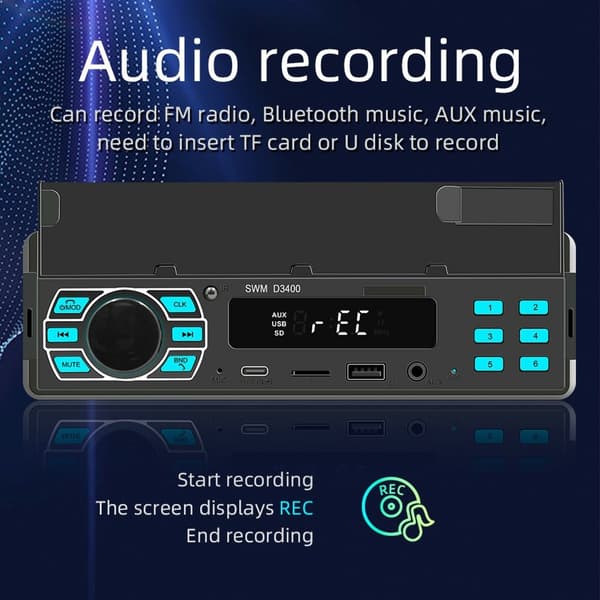 Bluetooth Stereo Bilstereo FM-radio MP3-spiller Telefonholder Black