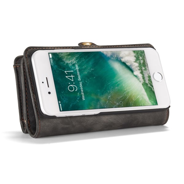 CASEME iPhone 8 / 7 / SE Retro Split läder plånboksfodral - Grå grå