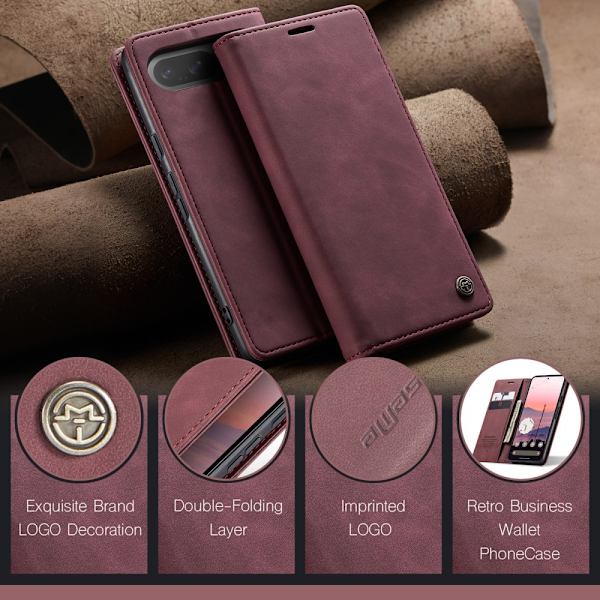 CASEME För Google Pixel 9 Pro / Pixel 9 Fodral Stativ Telefonfodral Röd