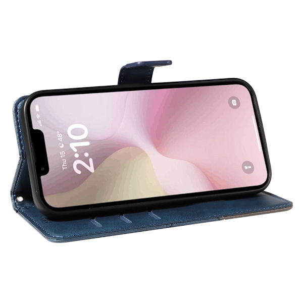 Lompakkokotelo iPhone 16e:lle – Geometrinen Viiva Blue