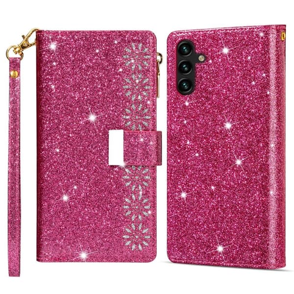 For Samsung Galaxy S25+ Etui Stjernehimmel Gravert Lommebokdeksel Pink