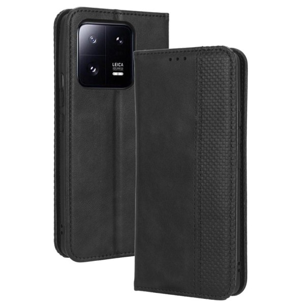 Til Xiaomi 13 Stand Phone Case Fuld Protection Pung Cover - Sort Black