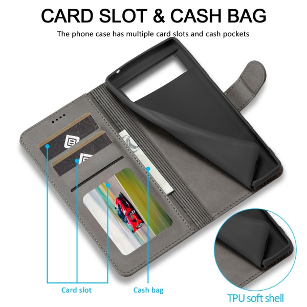 LC.IMEEKE Wallet Stand Etui til Google Pixel 8a Grey