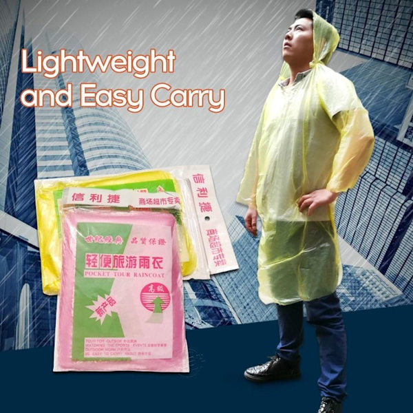 Outdoor Portable Raincoat Scenic Spot Hedging Disposable Yellow one size