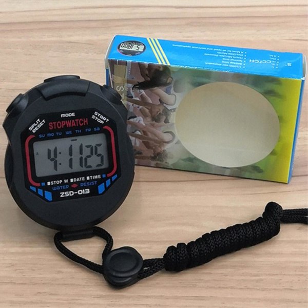 Tidtagare stoppur LCD-skärm Simning Löpning Sport Digital Timer Svart