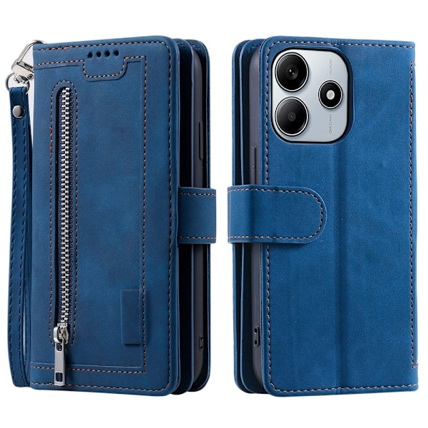 Xiaomi Redmi Note 14 4GC Kuori Vetoketjutaskulla ja 9 Korttipaikalla Blue