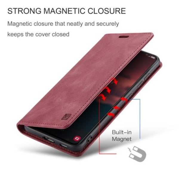 AUTSPACE A01 Retro tegnebog taske til Samsung Galaxy S23+ (Plus) Red