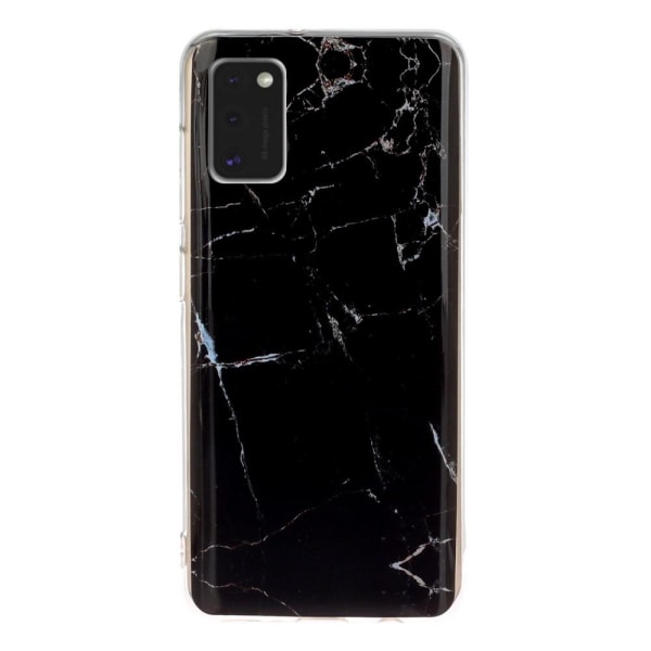 Marble Pattern IMD TPU Soft Back Case for Samsung Galaxy A41 - Style G Black