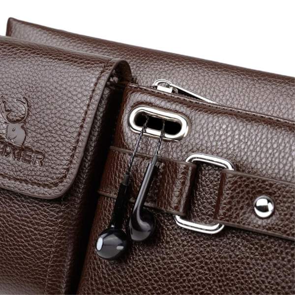Midjeveske Brystveske med Hodetelefonhull - Brun Brown