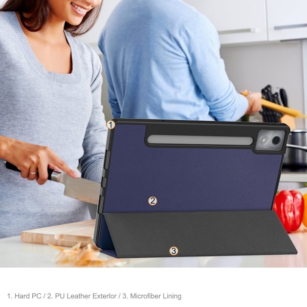 Lenovo Idea Tab Pro Case Tri-Fold jalustan suojus kynätelineellä - Tummansininen Blue
