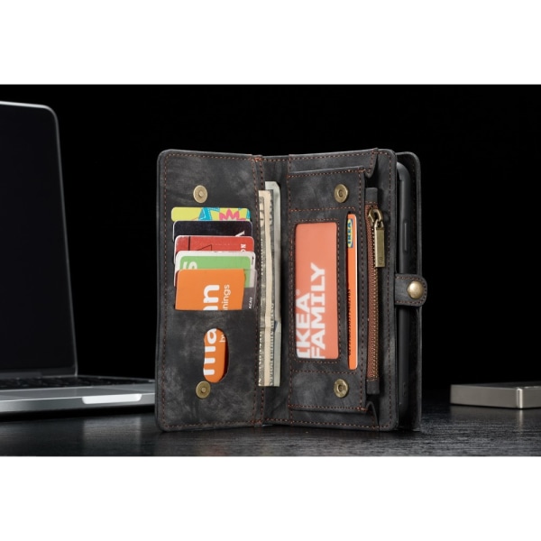CASEME Aftagelig 2-i-1 multi-slot tegnebog til iPhone X/XS Grey