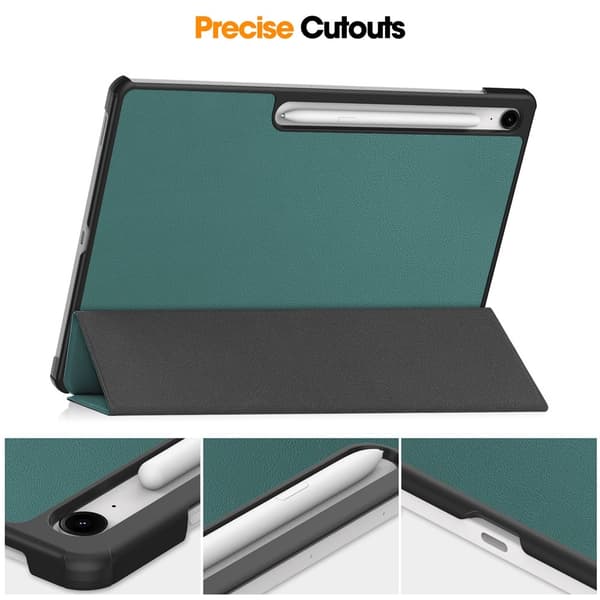 Trifoldet stativ Smart Taske til Samsung Galaxy Tab S10 FE+ Green