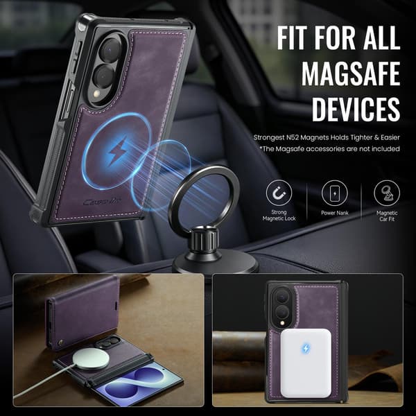 CASEME Magnetisk telefonlommebokdeksel til Samsung Galaxy Z Fold8 Purple