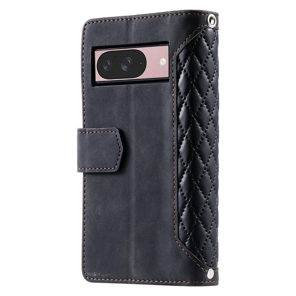 Til Google Pixel 10 Pro / 10 / 9 Pro / 9 Zipper Wallet Case Rhombus Telefoncover Black