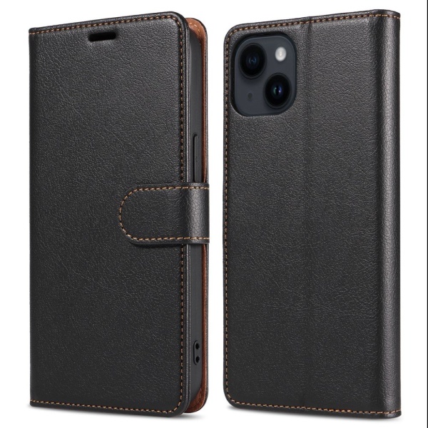 Till iPhone 15 Retro Plånboksfodral / Fodral - Svart Svart
